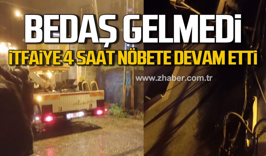 Göbü'de BEDAŞ elektriği kesmeye gelmedi. İtfaiye 4 saat nöbete devam etti.