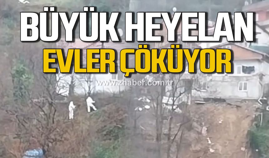 Karaelmas Mahallesi’nde büyük heyelan. Evler çökmek üzere.