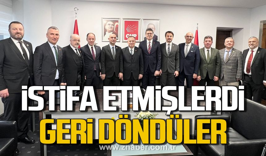 CHP'den istifa eden meclis üyeleri partiye geri döndü.
