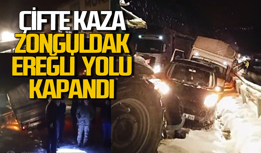 Zonguldak-Ereğli yolunda çifte kaza: Trafik durdu sinirler gerildi