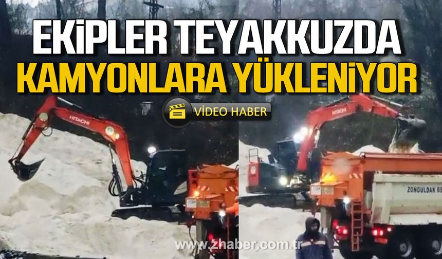 Zonguldak’ta ekipler teyakkuzda. Tuzlar kamyonlara yükleniyor