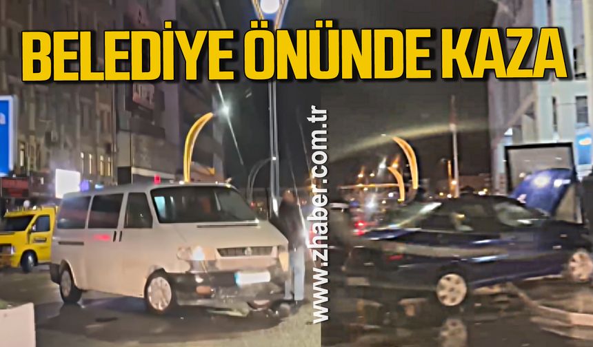 Zonguldak Belediye binası önünde kaza yaptılar!