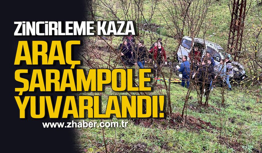 Kdz.Ereğli'de üç araç birbirine girdi; 1'i şarampole yuvarlandı