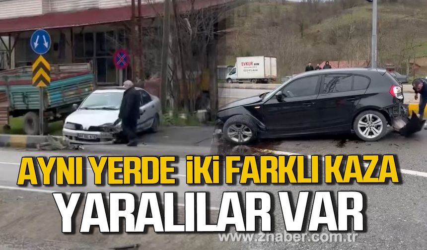 Zonguldak  Çayköy mevkiinde iki farklı kaza. Yaralılar var.