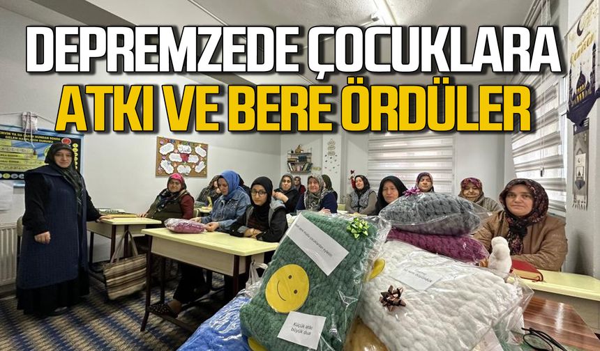 Zonguldaklı kadınlar depremzede çocuklara atkı ve bere ördü