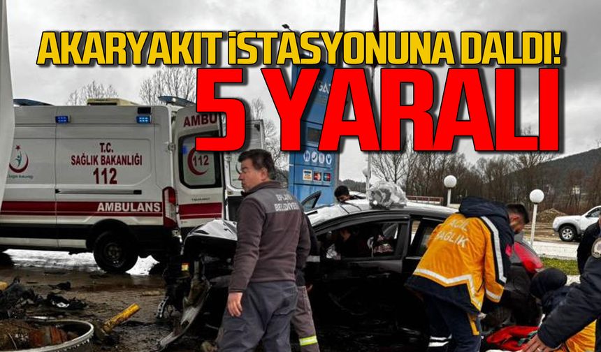 Akaryakıt istasyonuna daldı... 5 yaralı