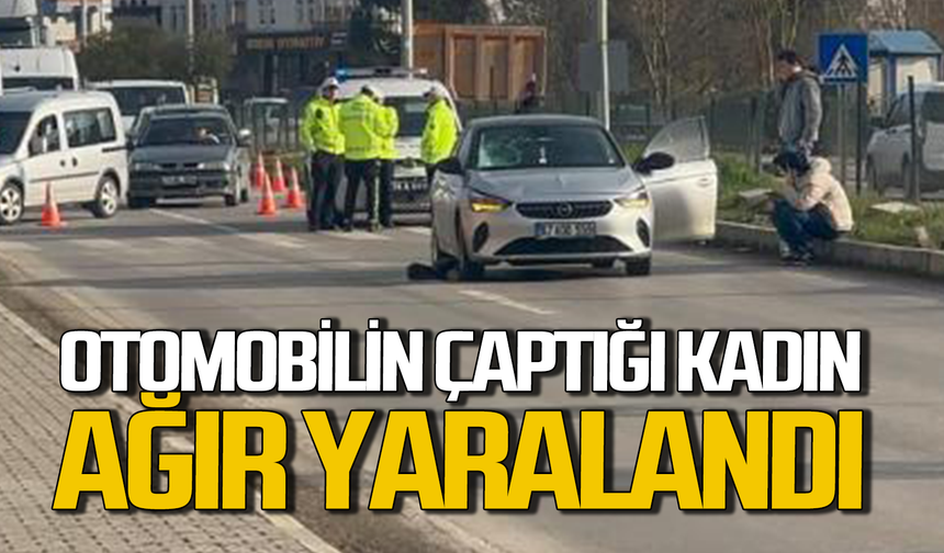 Otomobilin çarptığı kadın ağır yaralandı