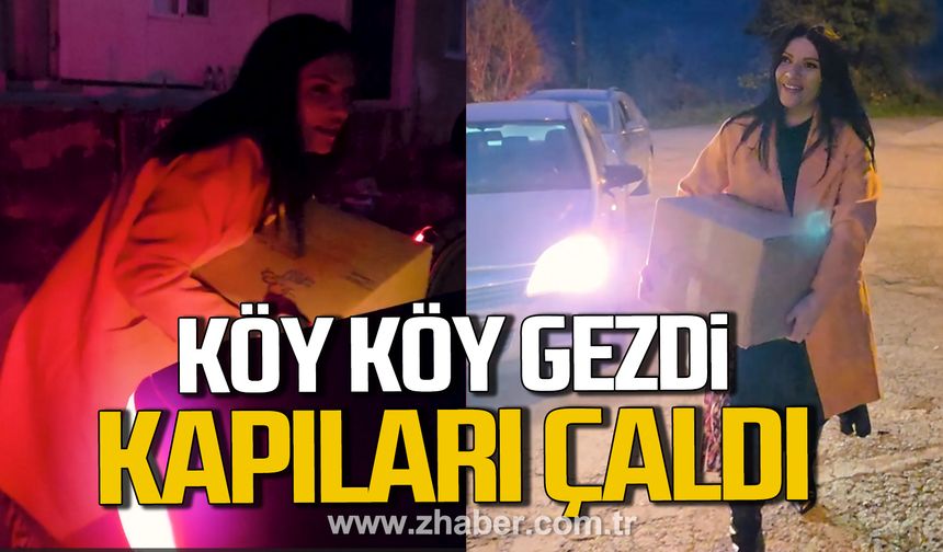 Zonguldak'ta Safiye Karaarslan köy köy gezdi. İhtiyaç sahibi ailelerin kapılarını çaldı.