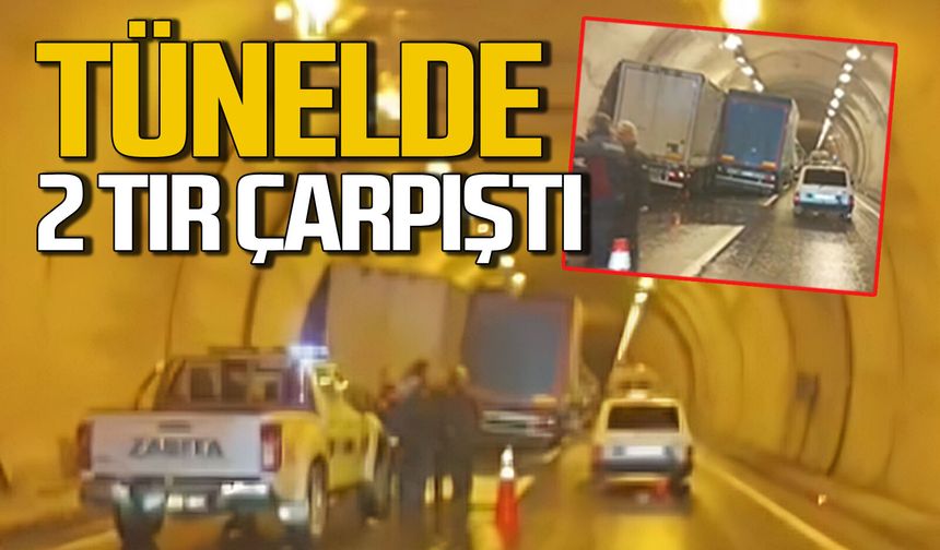 Tünel içinde 2 tır çarpıştı: Ekipler olay yerinde!