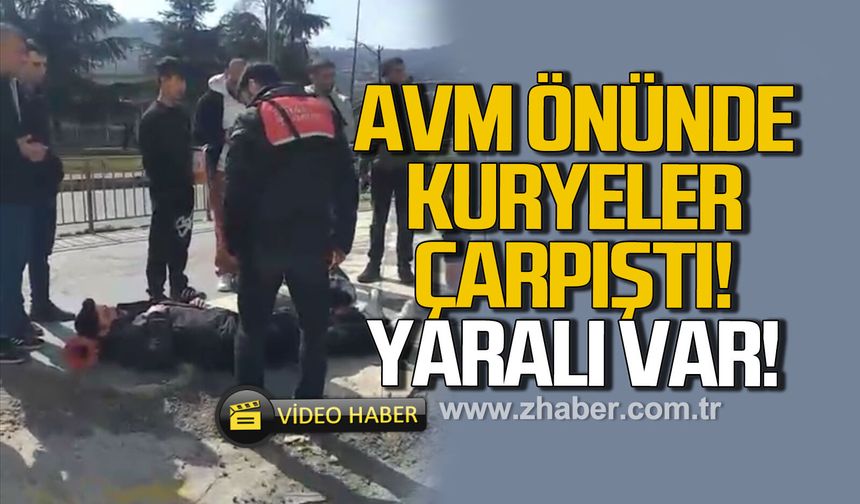 Zonguldak'ta AVM önünde motokuryeler çarpıştı
