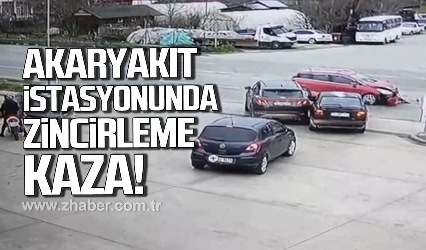 Bartın’da akaryakıt istasyonunda zincirleme kaza