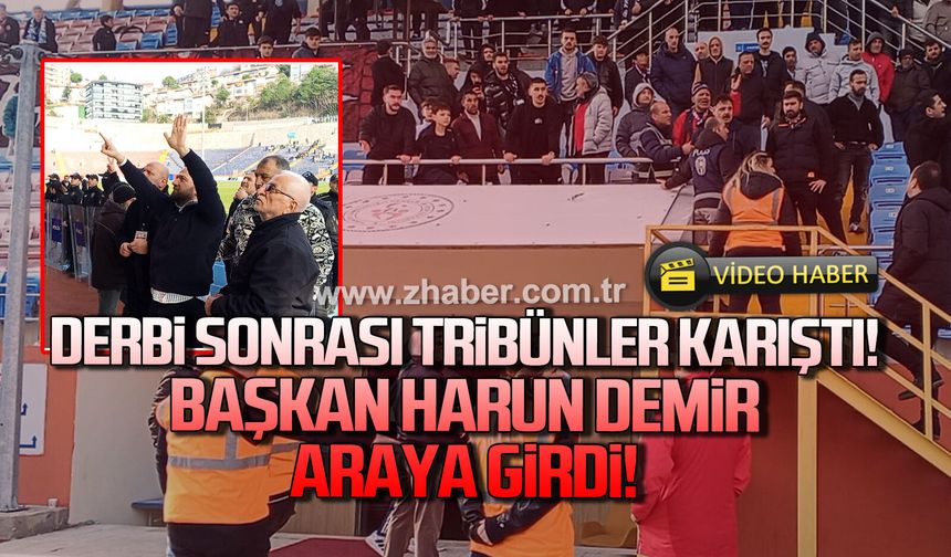Maç sonrası tribünler karıştı. Harun Demir araya girdi