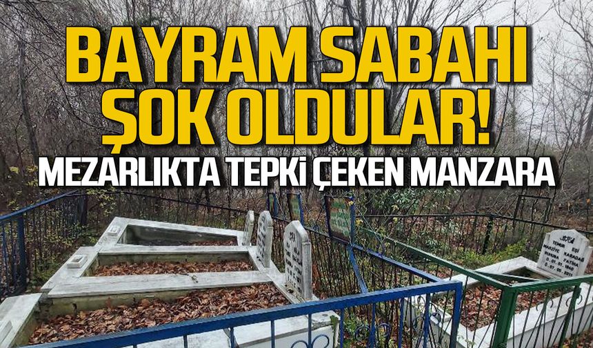 Bayram sabahı şok oldular... Mezarlıkta tepki çeken manzara
