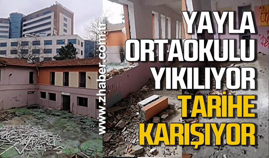 Yayla Ortaokulu yıkım çalışmaları yoğunlaştı