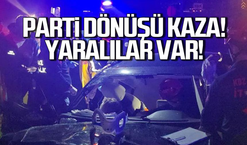 Zonguldak'ta partiden dönen araç kaza yaptı