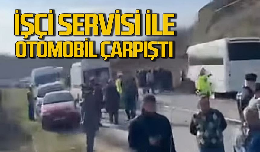 İşçiler ölümden döndü: İşçi servisi ile otomobil çarpıştı