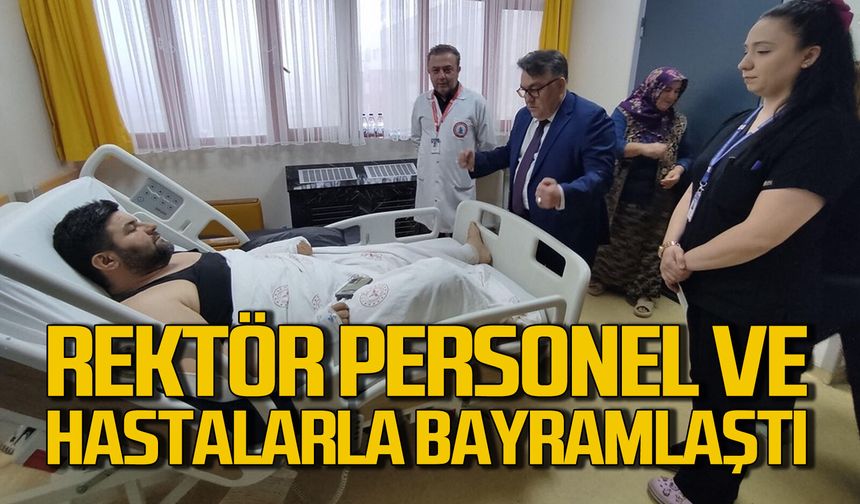 BEUN Rektörü İsmail Hakkı Özölçer personel ve hastalarla bayramlaştı