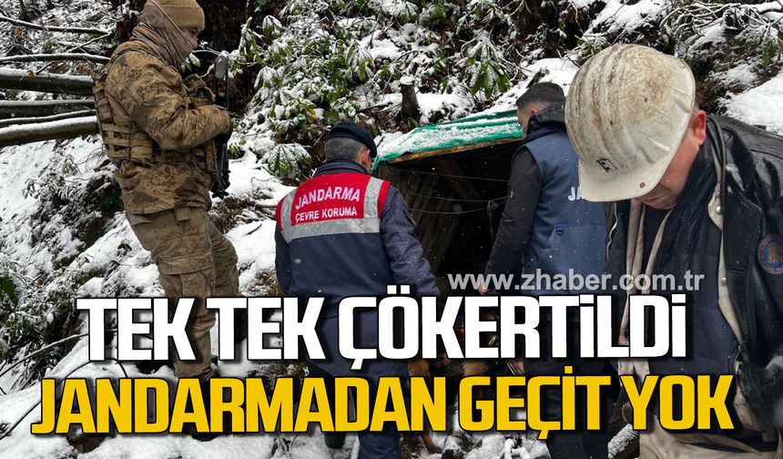 Zonguldak'ta jandarmadan baskın. Kaçak ocaklar bombalandı.