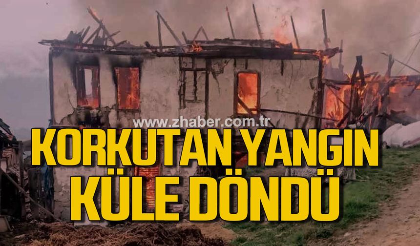 Karabük'te korkutan yangın. 2 katlı ahşap ev küle döndü
