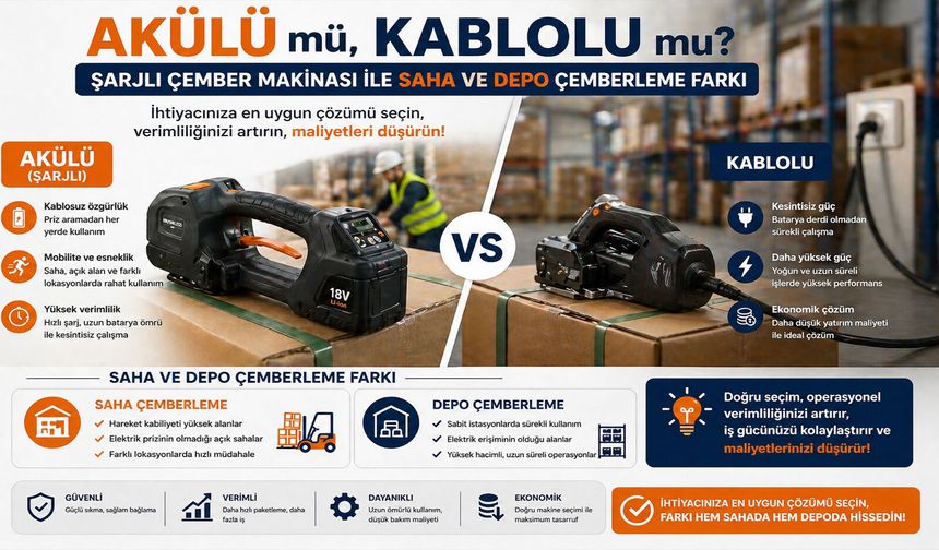 Akülü mü, Kablolu mu? Şarjlı Çember Makinası ile Saha ve Depo Çemberleme Farkı