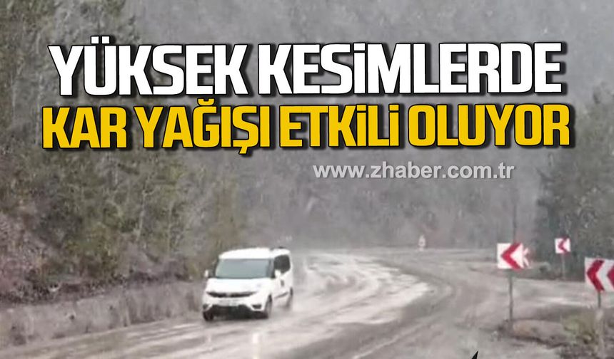 Karabük'ün yüksek kesimlerinde kar yağışı etkili oluyor.