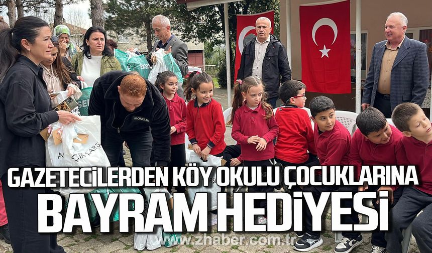 Zonguldak'ta gazetecilerden köy okulu çocuklarına bayram hediyesi
