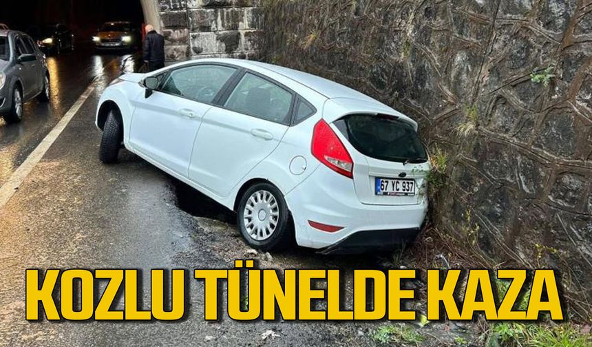 Kozlu Değirmenağzı tünelde kontrolden çıkan araç duvara çarptı
