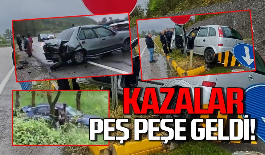 Yağışlı hava trafik kazalarını peş peşe getirdi!