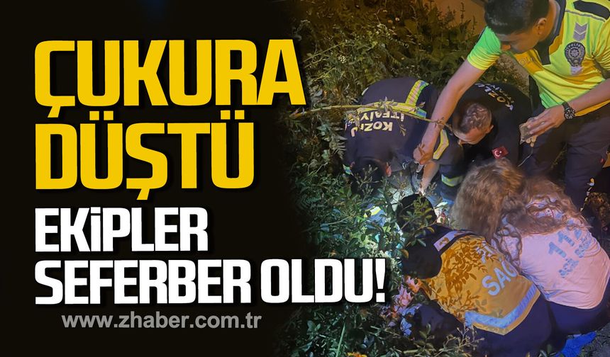 Kozlu’da motosiklet çukura düştü. Ekipler seferber oldu