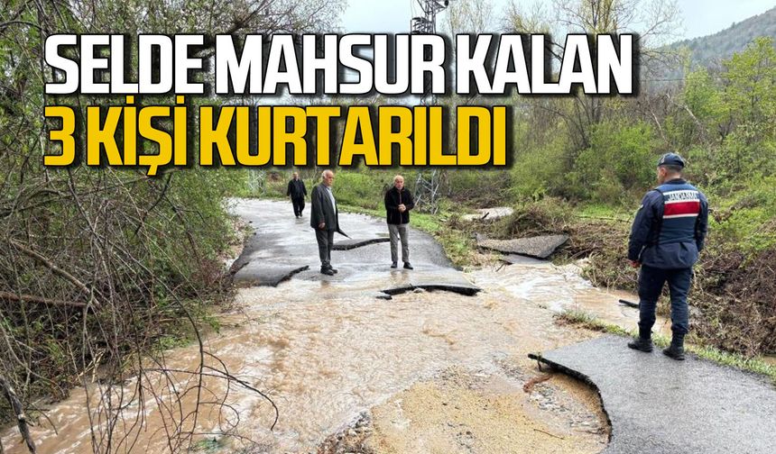 Selde mahsur kalan 3 kişi kurtarıldı