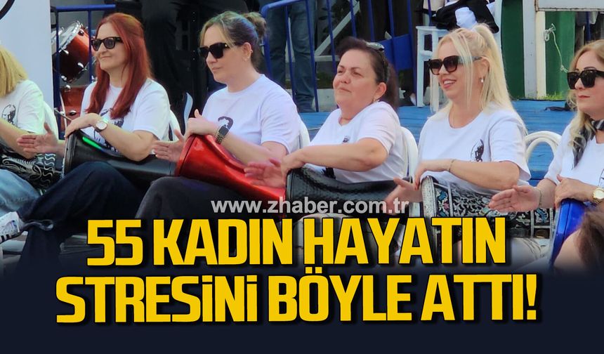 55 kadın bir araya geldi, hayatın stresini darbuka öğrenerek attı