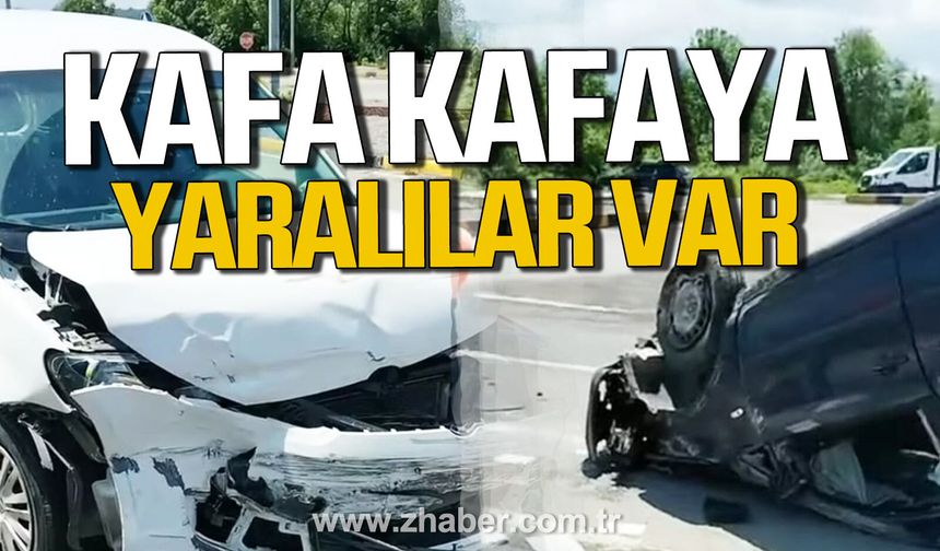 Çaycuma'da iki araç kafa kafaya çarpıştı. Yaralılar var.