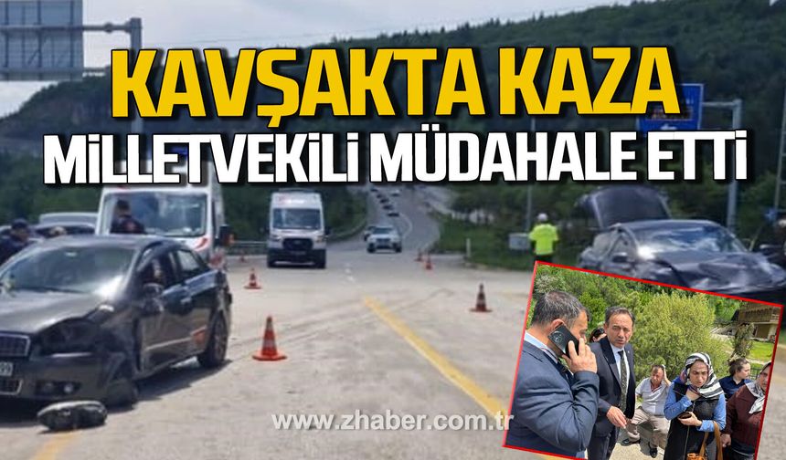 Karabük’te iki otomobil çarpıştı. Milletvekili Ali Keskinkılıç müdahale etti.