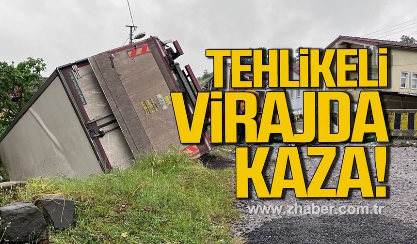 Ereğli'de virajı alamayan kamyonet devrildi, sürücüsü yaralandı
