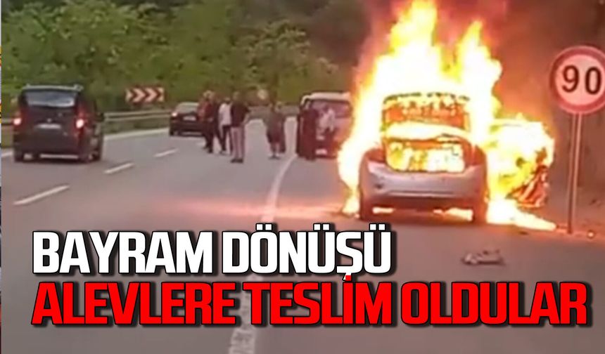 Bayram dönüşü alevlere teslim oldular!