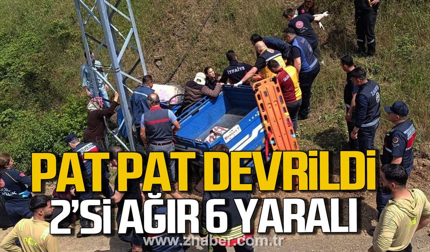 Alaplı'da pat pat devrildi. 2'si ağır 6 yaralı.