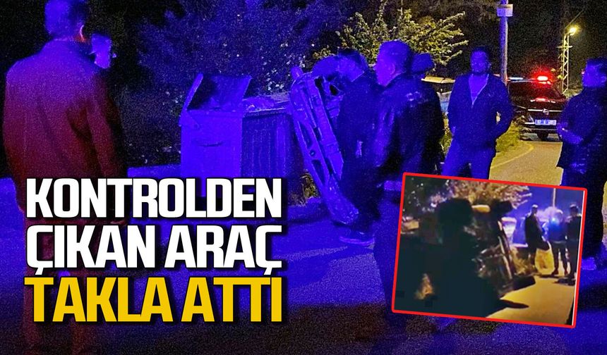 Kozlu'da kaza: Kontrolden çıkan araç takla attı