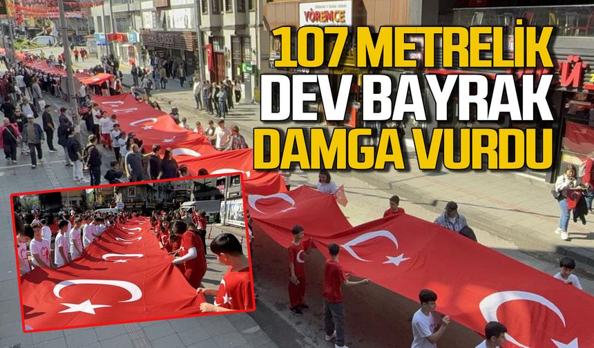 Zonguldak’ta 107 metrelik dev bayrak kutlamalara damga vurdu