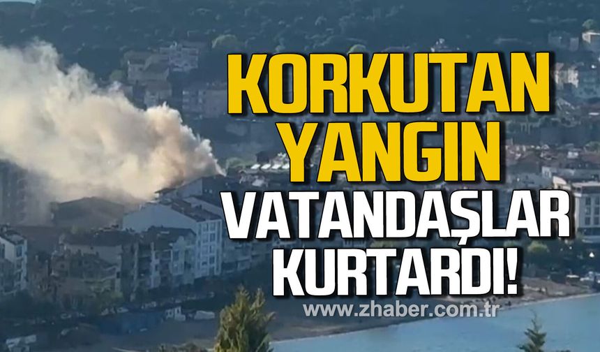 Amasra'da çatı yangını: Evlerindeki çifti vatandaşlar kurtardı