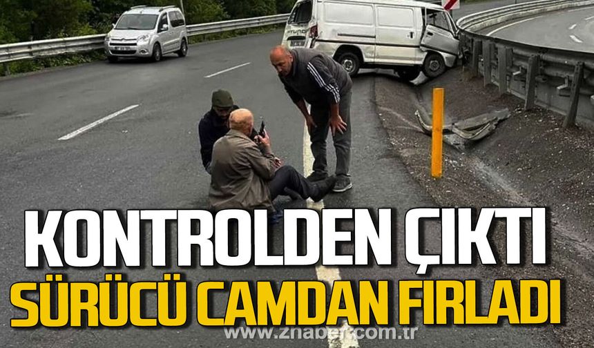 Zonguldak-Kdz. Ereğli kara yolunda kamyonet kontrolden çıktı. Sürücü camdan fırladı.