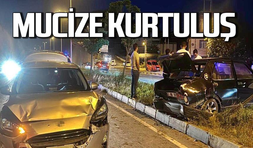 Otomobille çarpışan araç metrelerce sürüklendi