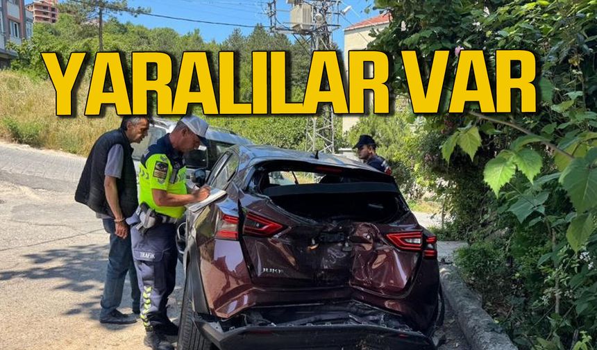 Zonguldak'ta otomobil ağaca çarptı. Yaralılar var.