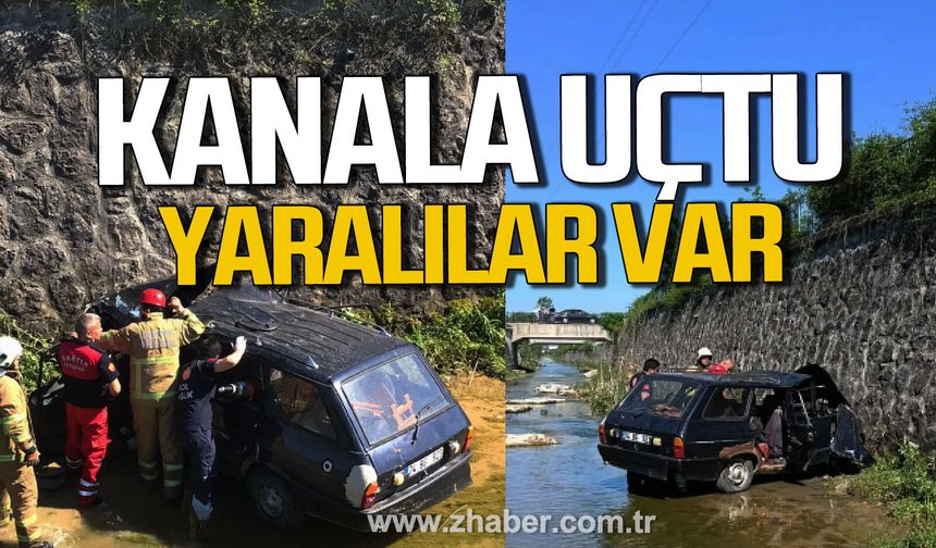 Bartın’da otomobil kanala uçtu. Yaralılar var.