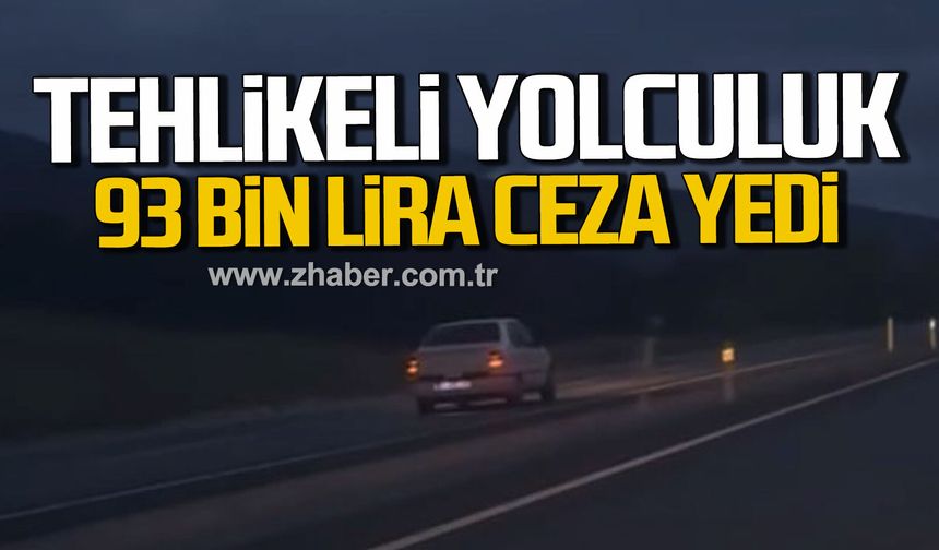 Karabük'te otomobili ile ters yönde ilerleyen sürücüye 93 bin 500 TL idari para cezası.