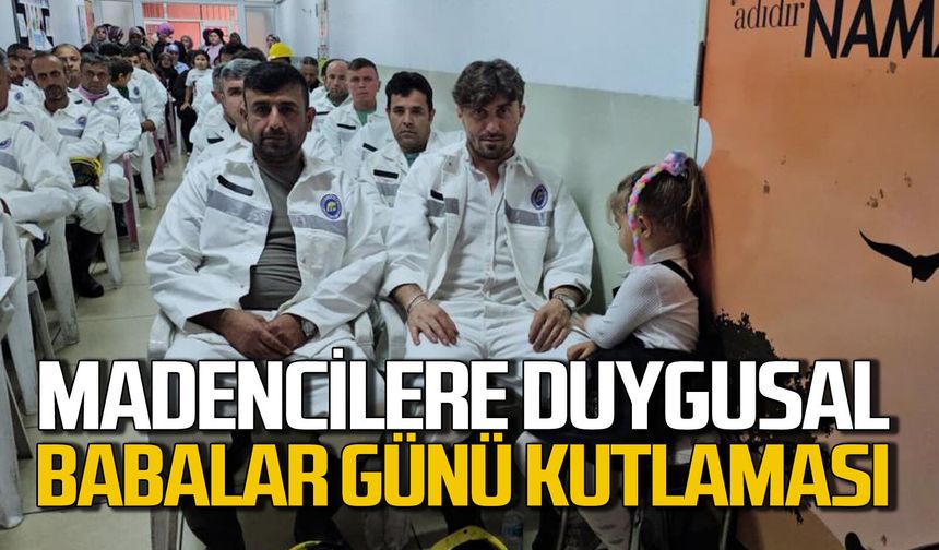 Madenciler, çocuklarının öğrenim gördüğü okulda Babalar Günü'nü kutladı