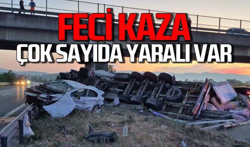 Halı yüklü tır ile otomobil çarpıştı: Çok sayıda yaralı var