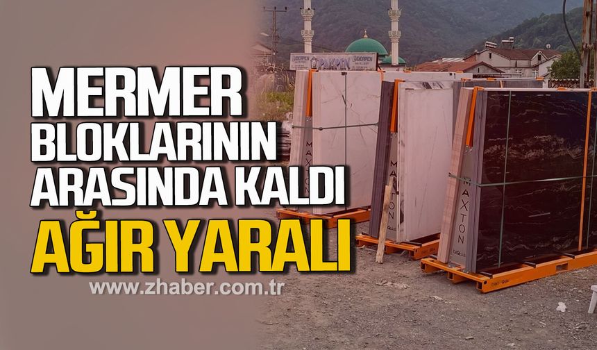Kdz. Ereğli'de mermer blokların arasında kalan işçi ağır yaralandı