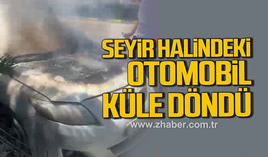 Karabük'te seyir halindeki otomobilin motor kısmında yangın çıktı