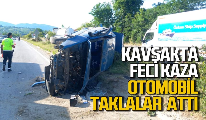 Üniversite kavşağında feci trafik kazası: Araç taklalar attı