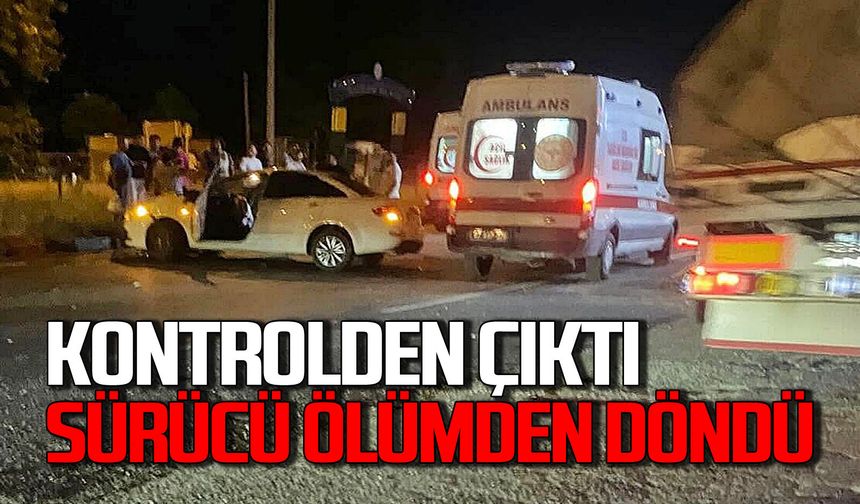 Kontrolden çıkan araç refüje çarparak durabildi